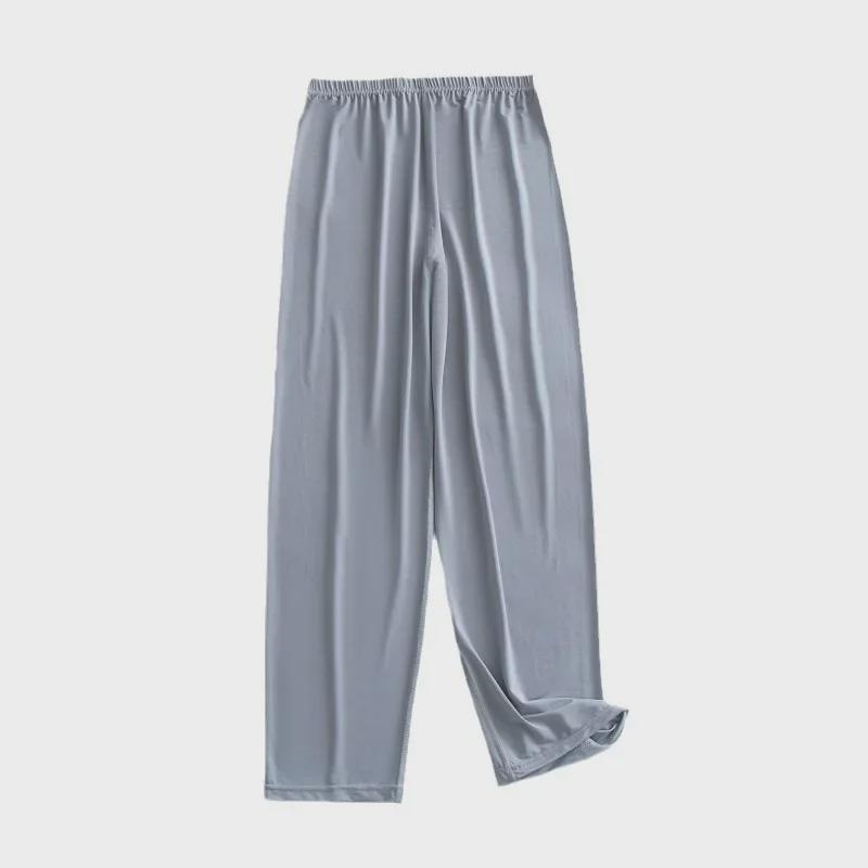 Men's Cool Silky 9-Point Pajama Pants - Liquid Ice Silk, High Elastic, Mercerized
