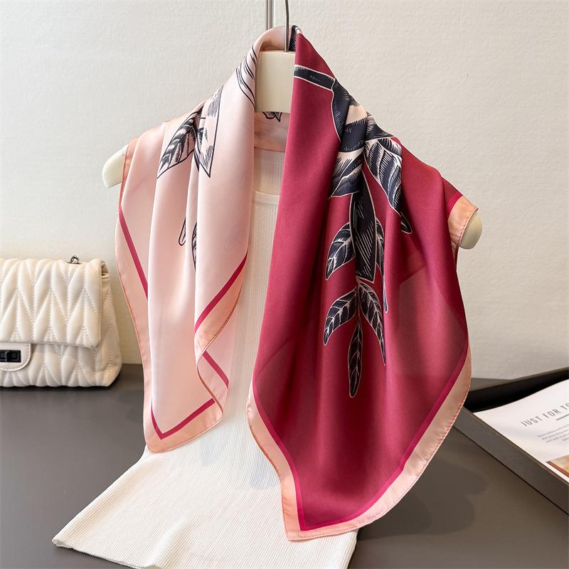 70Cm Square Flower Printed Women Scarf Silk Satin Scarves Shawl Designer Headband Hijab Bandana Wrap Bufanda Lady