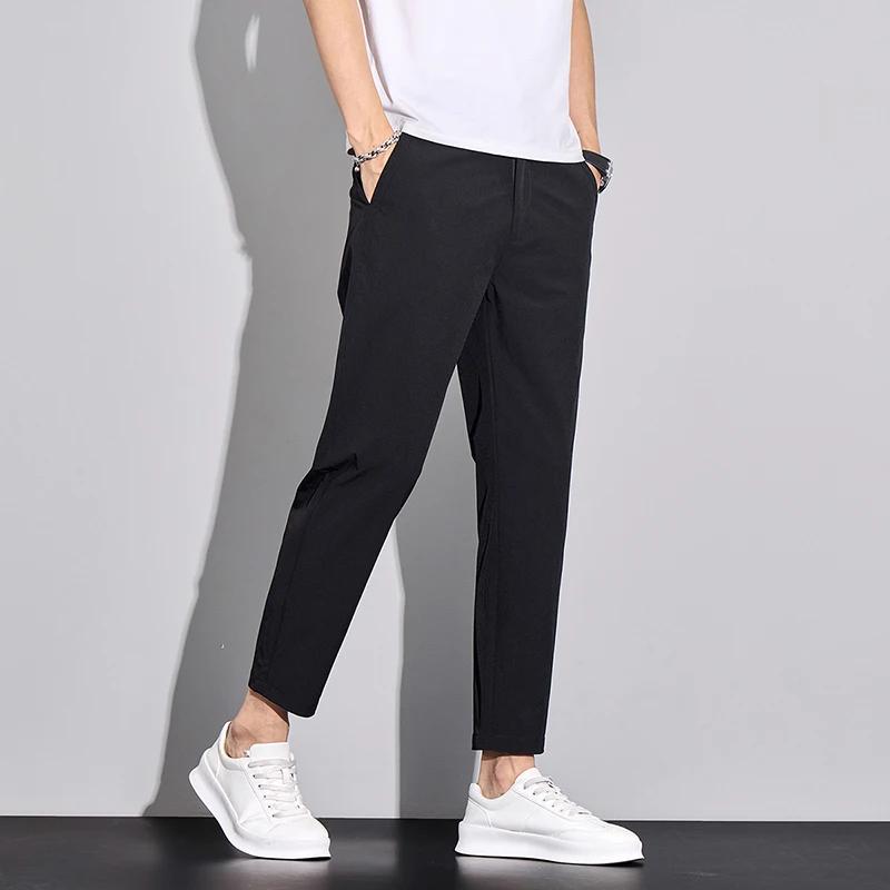 2026 Summer Men's Ankle-Lenght Pants Fashion Men Casual Slim Lightweight Trousers Male Vintage Streetwear Thin Pants
