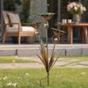 Flamed Copper Three Calla Lilies Garden Stake with Bells, Metal Flower Yard Art Decor, Outdoor Wind Bell Stake for Lawns,