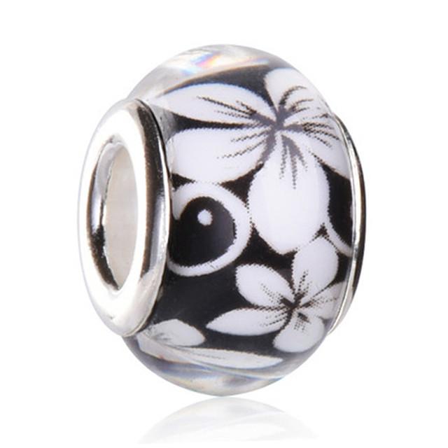 Daisy Flower Round Murano Glass Beads for Charm Bracelet Pendant DIY Jewelry