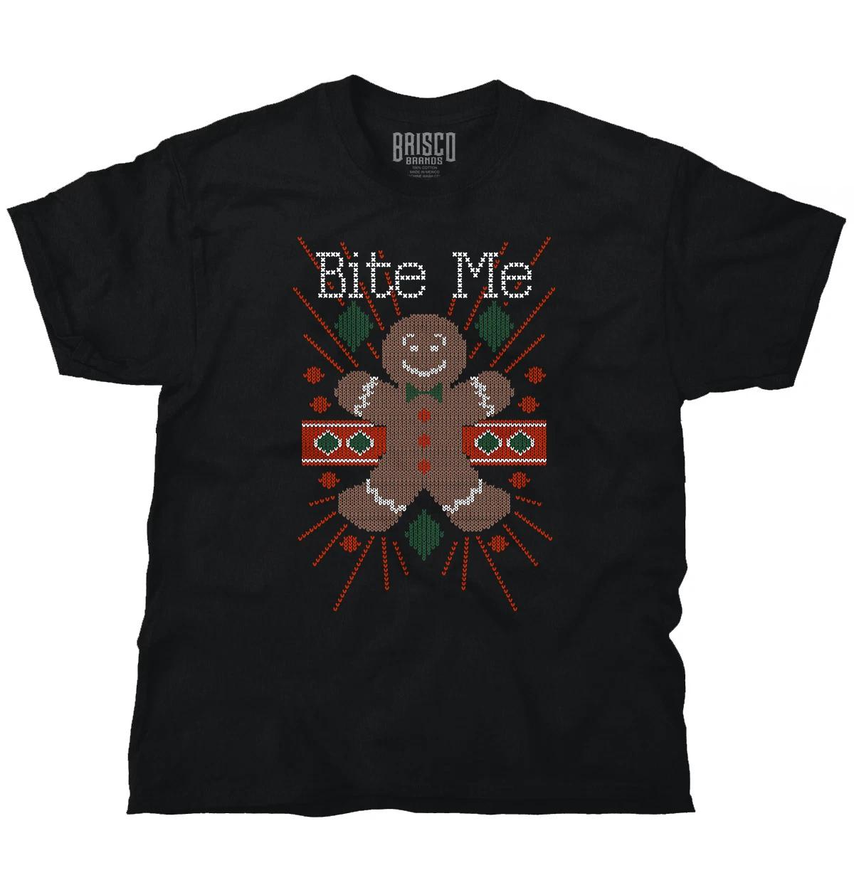 Ugly Christmas Bite Gingerbread Man Stitch Womens or Mens Crewneck T Shirt Tee XS