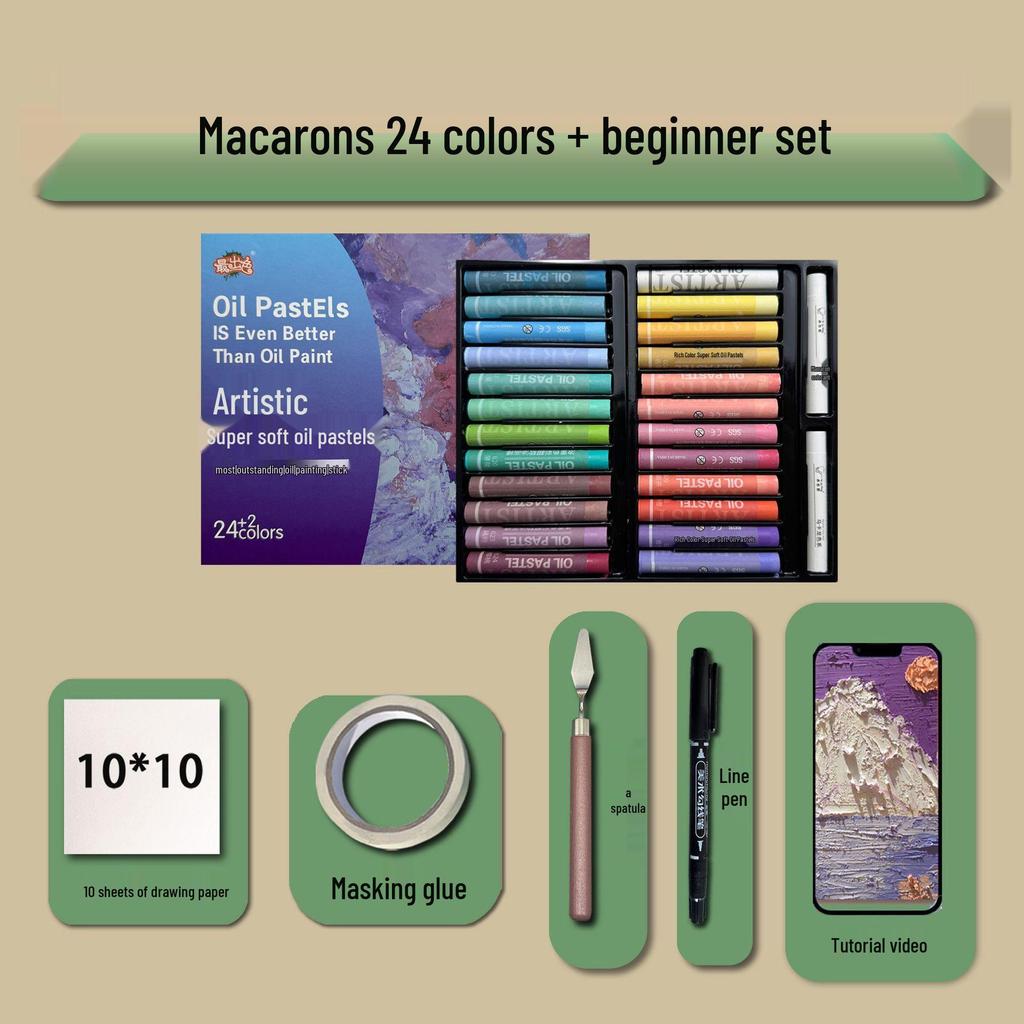 48-Color Super Soft Oil Pastels Set with Scraper - Child's Painting Kit