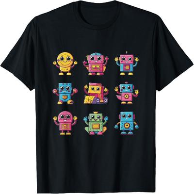 Cool, Cute and Colorful Robots Boys or Girls Robot Fans Gift T-Shirt