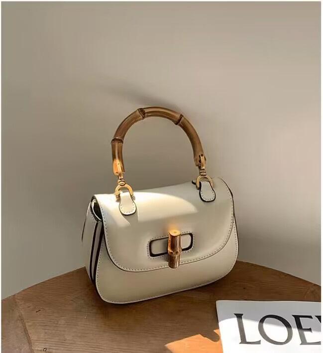 

Сумка-седло Bamboo Lock Retro: Модная женская сумка через плечо и через плечо 2024 года белый