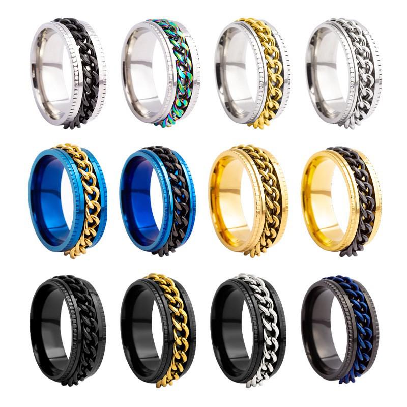 Trendy Titanium Steel Rotating Chain Decompression Ring for Men and Women - Durable, Fade-Resistant, Must-Have Accessory