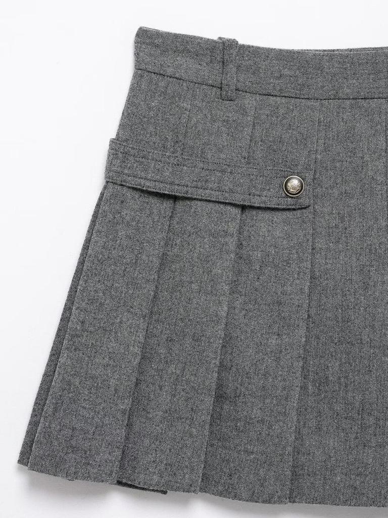 TAOP&ZA Spring Women's Elegant Round Neck Long Sleeve Coat & Mid-Waist Wide Pleated Skirt Set