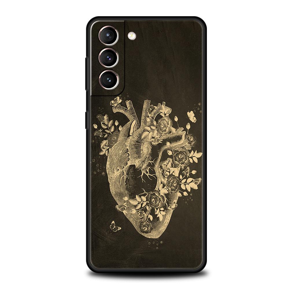 

Чехол для телефона с изображением скелета и меловой доски в виде сердца для Samsung Galaxy S24 S23 Ultra S22 S21 S20 FE 5G S10 S10E S9 Plus S8, мягкий чехол Samsung S22 5G