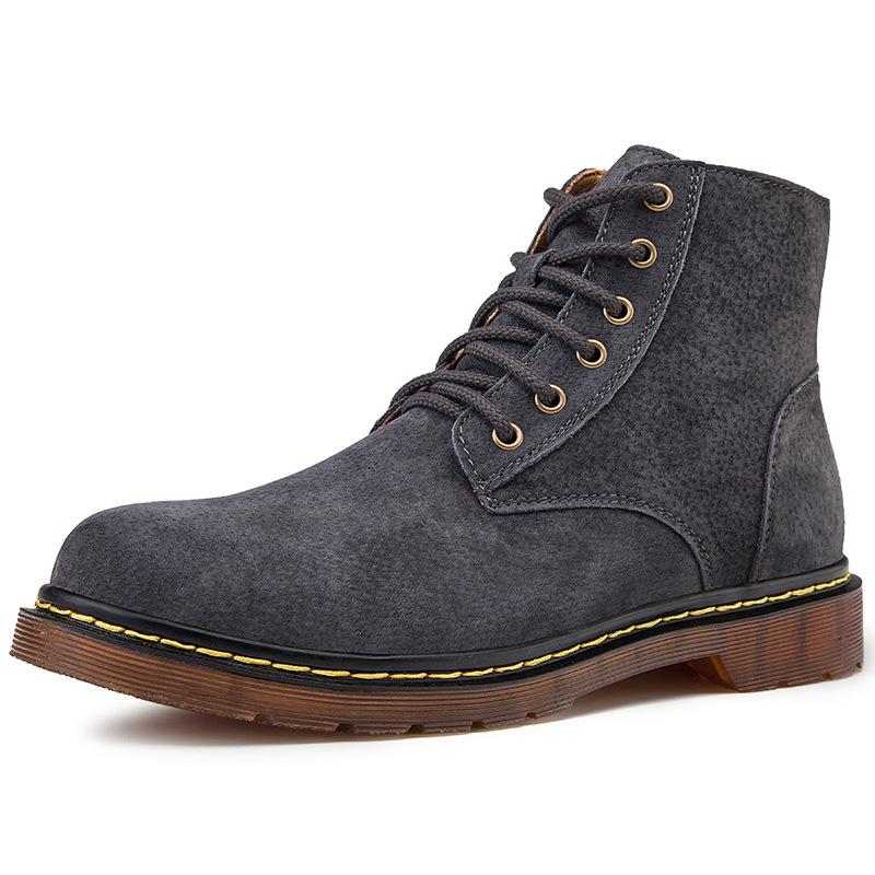 Large size men's retro fashion velvet thermal leather boots youth high-top lace-up outdoor casual Martin boots