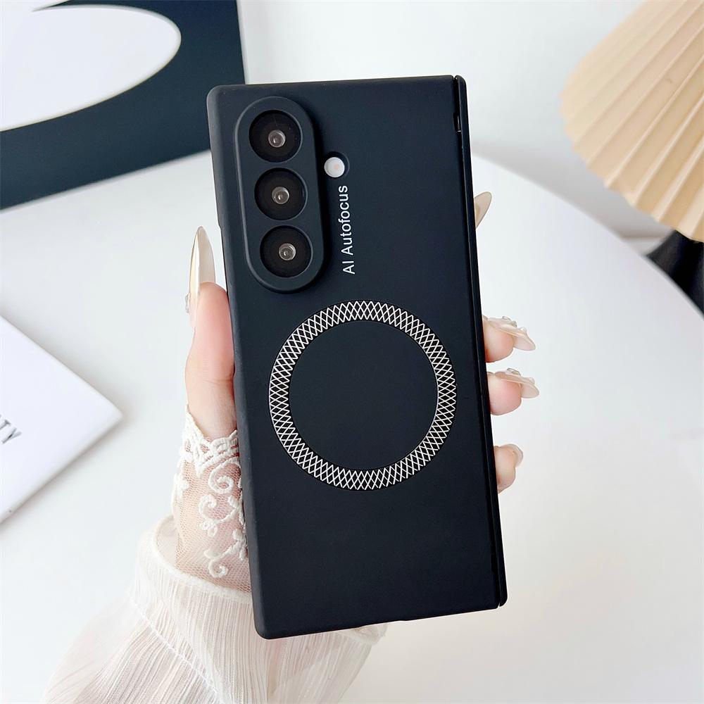 For Samsung Galaxy Z Fold7 5G Magnetic Case Hard PC Phone Cover with Tempered Glass Screen Film