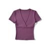 Cross Deep V-neck Short-sleeved T-shirt Women's Summer New American Spice Girl Style Solid Color Thin Short Bottoming Top