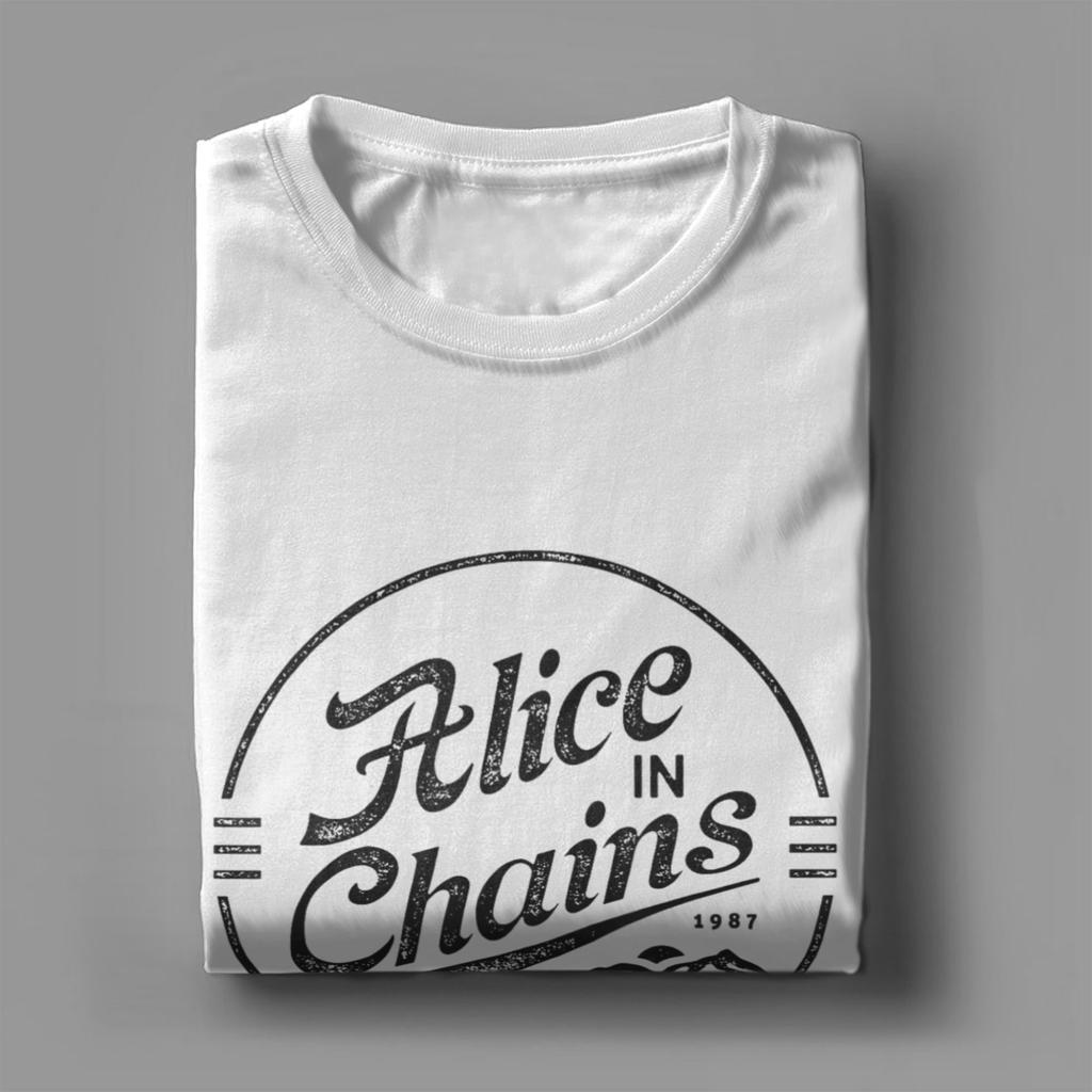 Alice in Chains Bandlogotyp T-shirt Herr Bomull Roliga T-shirts Rundhals Heavy Metal Musik T-shirt Kortärmad Merch Plus Size