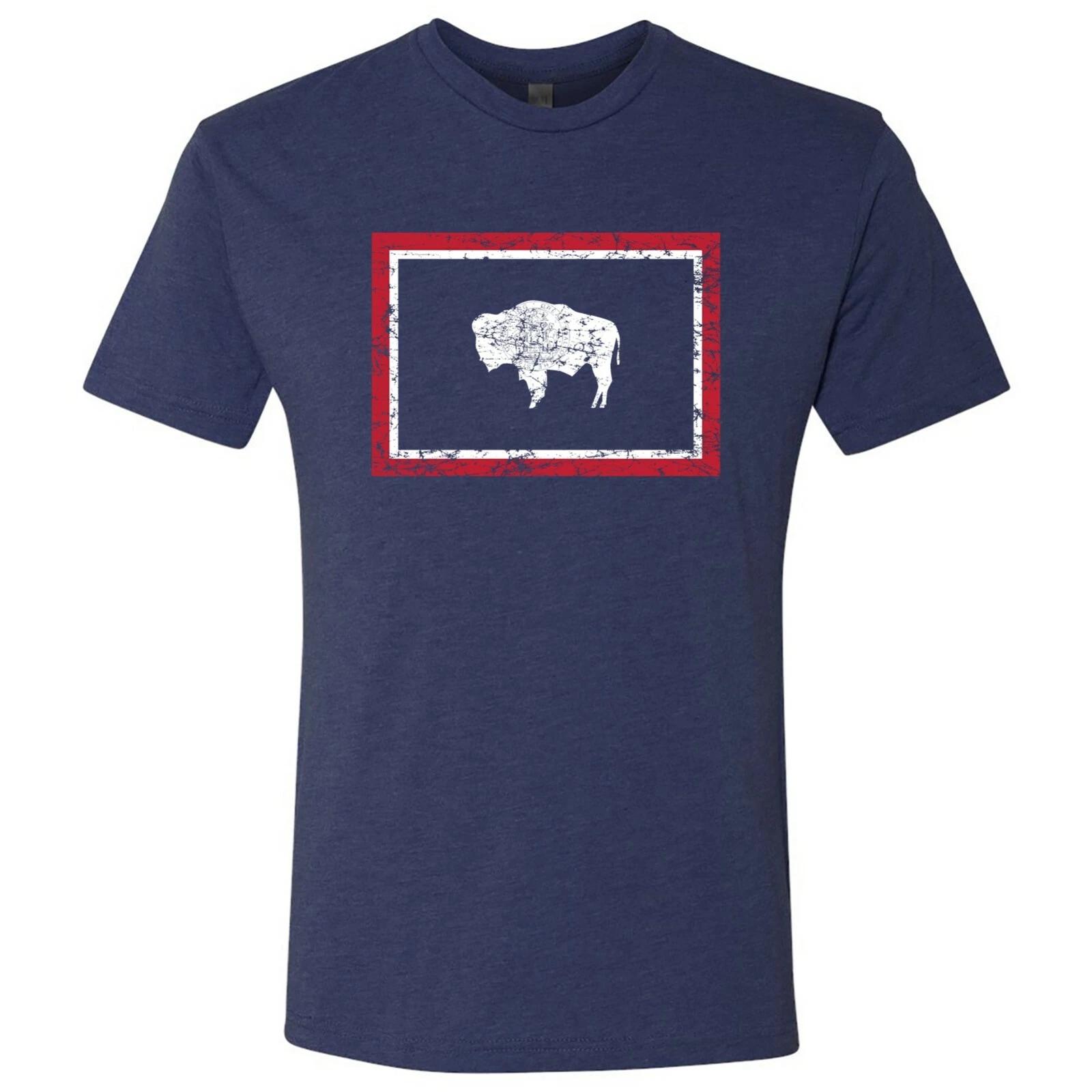 Wyoming Flag State Pride Hometown Triblend Mens T-Shirt - Vintage Navy 4XL