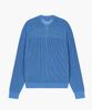 CUTZ Mesh Boucle Open Collar Pullover (Blue)