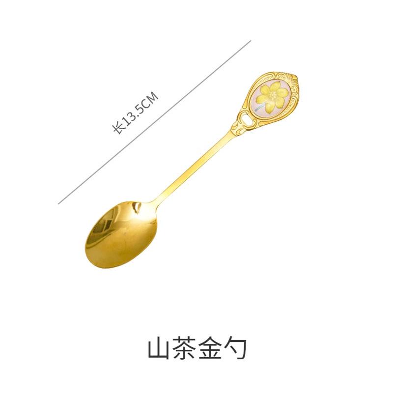 English Afternoon Tea Coffee Cup Small Spoon Golden Stir Small Luxury Dessert Spoon Fork Cake Dim Sum Fork
