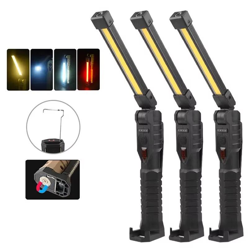 Powerful Fold Flashlight Type-c Rechargeable Lantern Built-in Battery Magnetic LED Work Lights for Camping Garage Emergency Lamp