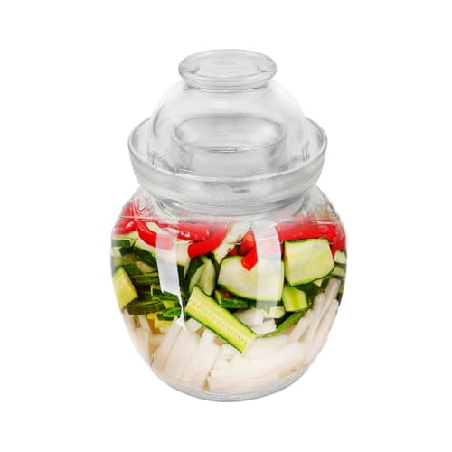 

DOERDO Large Capacity Airtight Pickle Jar, Glass Fermentation Jar with Water Seal Airlock Lid, Thickened, Chinese Fermentation Clock, 1.5L