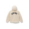 New Era Loose Fit Zip-Up Hooded Faux Shearling Jacket Unisex Jackets Ivory 13781146