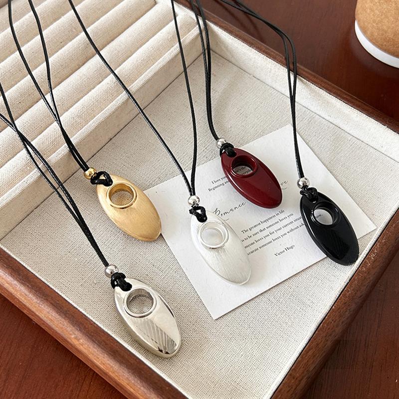 1Pcs Adjustable Long Wax Rope Sweater Chain Korean Multicolor Enamel Hollow Out Water Drop Pendant Necklaces For Women