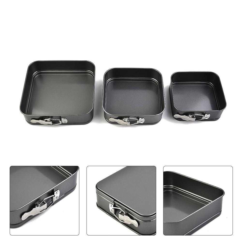 3Pcs Set Square Cake Tins for Mold Non Baking Bake Trays Pan Leak Proof Seal Oven Safe Carbon Steel for Cakes Mousse Torte