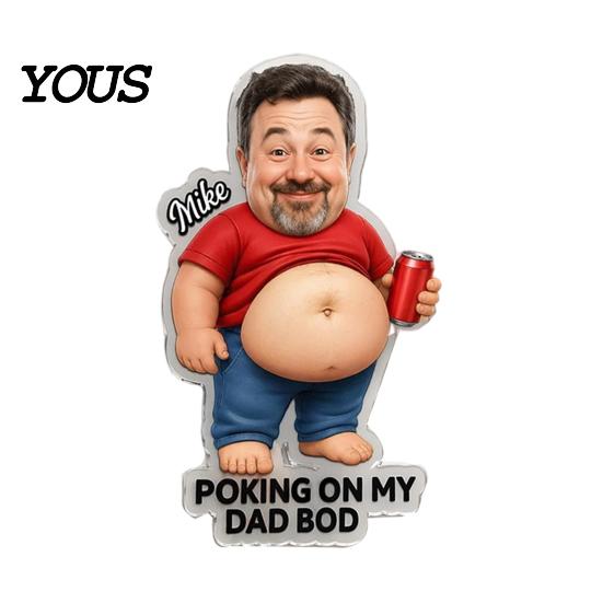Stress Relief Fridge Magnet Daddy with Soft Tummy, Squeeze Dads Cabinet Belly Refrigerator Magnet, Photo Holder for Kitchen Decor