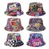 European And American Retro Classic 80S 90S Party Bucket Hat Unisex Fashion Graffiti Reversible Bucket Hat