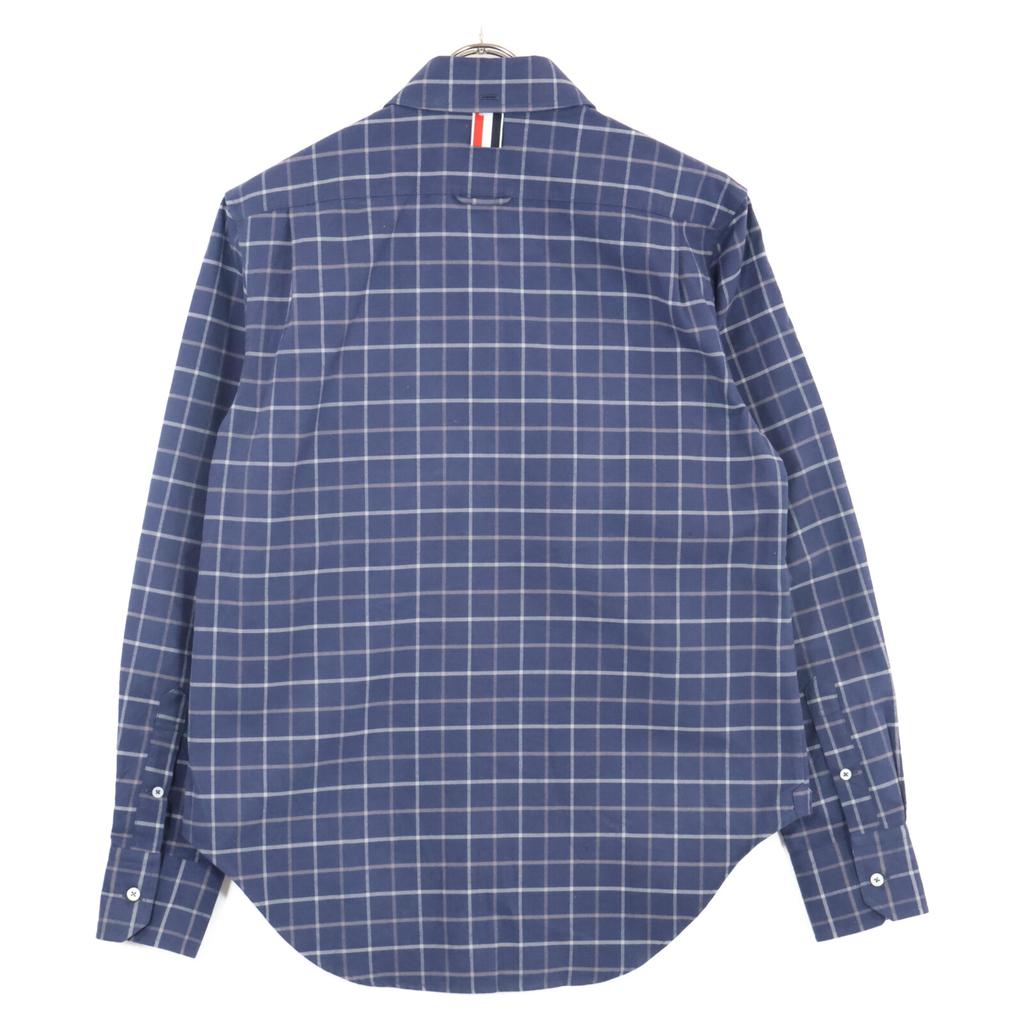 THOM BROWNE Tattersal Check Flannel Easy Fit Shirt tops 40 NavyUsed