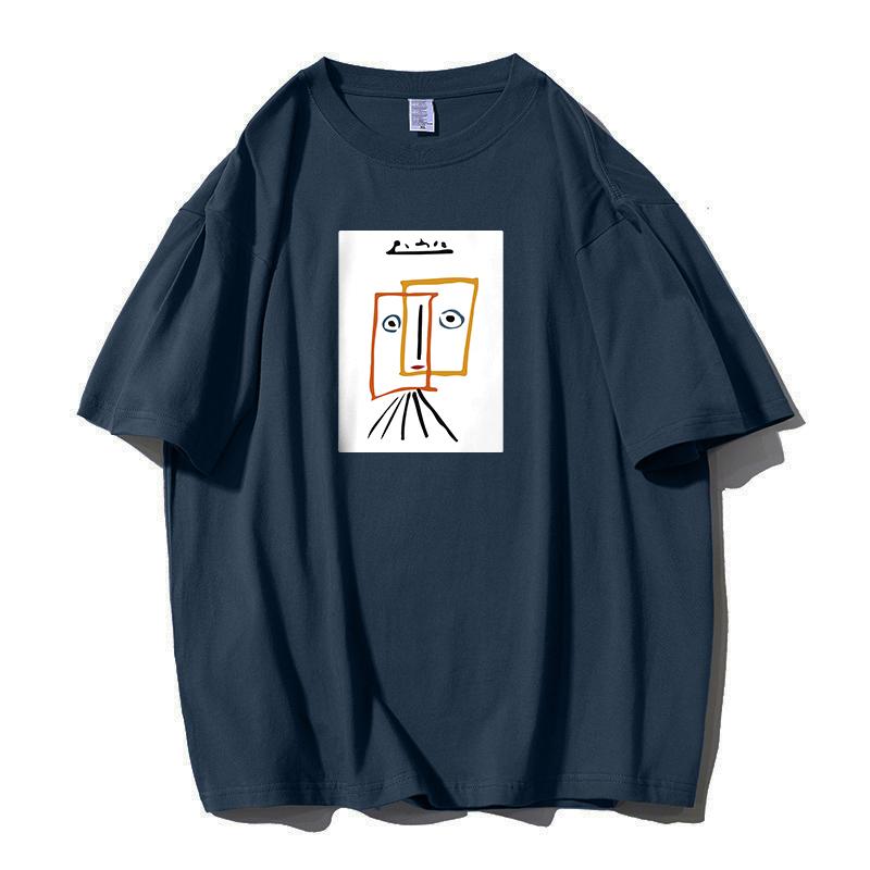 Shellsuning Cartoon Printing T-shirt Women Summer Fashion Casual Simple Short Sleeve 100% Cotton Soft Tees Female Oversized Basic Couple Tops