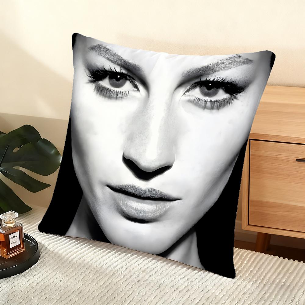 Cushion Cover Silky Short Plush Home Sofa Cushion Cover - Invisible Zipper Home Decoration Gisele Bundchen Model