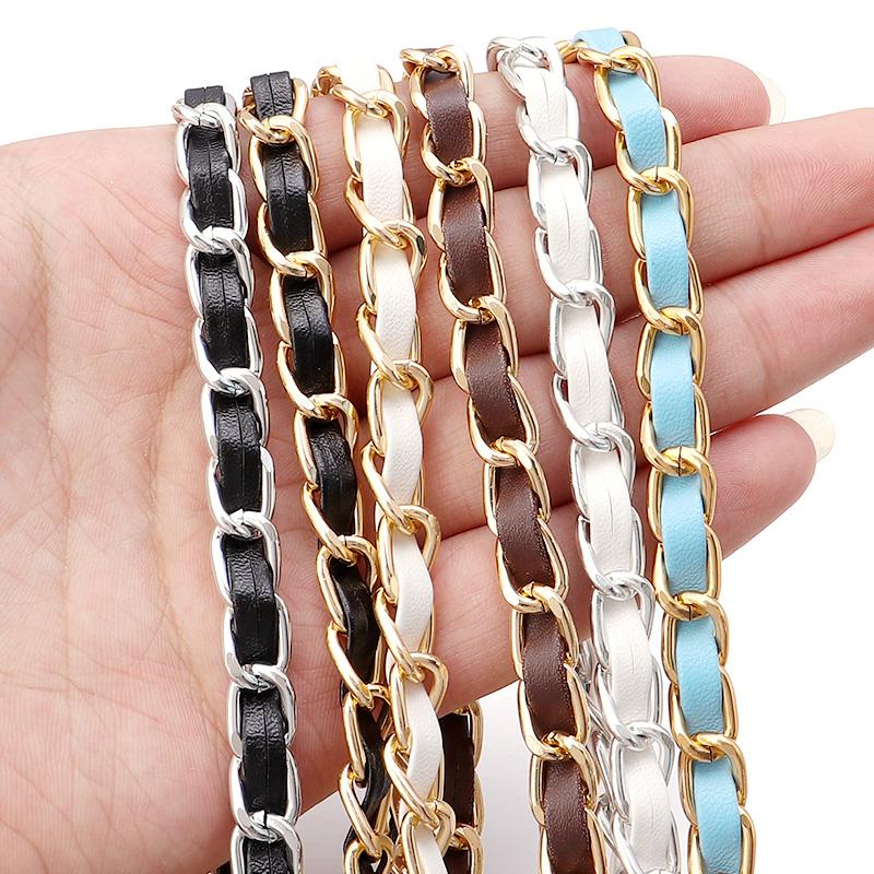 PU Leather Metal Chain Crossbody Shoulder Portable Aluminum Bag Chain Straps For DIY Clothing Handbags Decoration Accessories