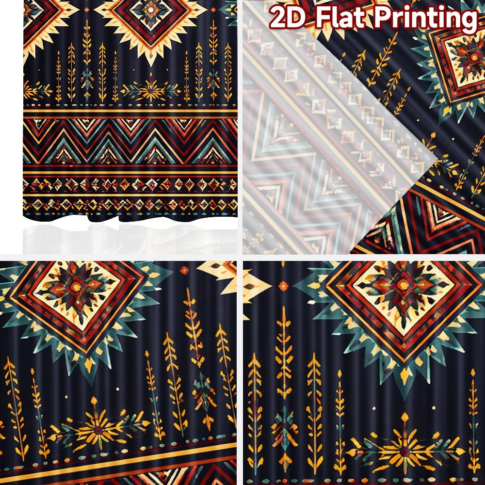 2D flat printing 2pcs Curtain Window Drapes Geometric Floral Motifs Digital Printed Polyester Drapes Festive Curtains Perfect