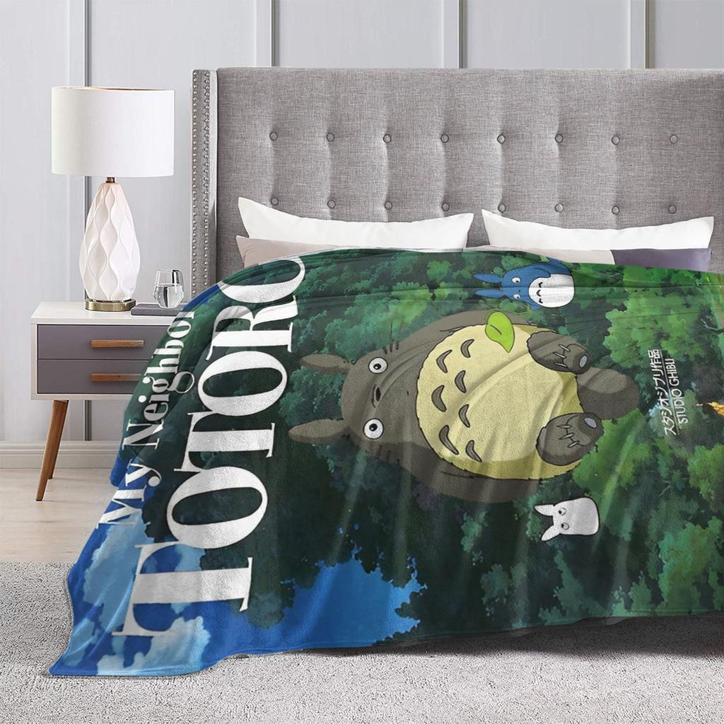 Cartoon Funny Cute T-Totoros Blanket Wool Throw Blankets Bedroom Sofa Printed Ultra-Soft Warm Bedsprea,