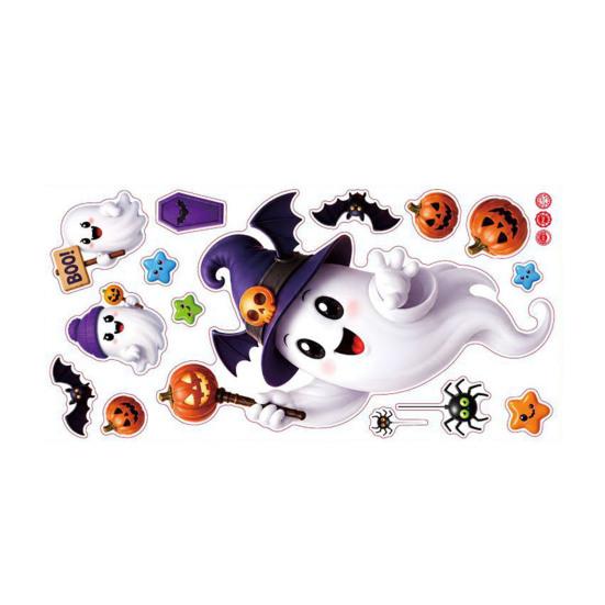 Reusable Holiday Window Film Halloween Witch Hat Ghost Clings, Spiders Bat Pumpkin Spooky Party Supplies Stickers for Home Store Glass Decoration PVC
