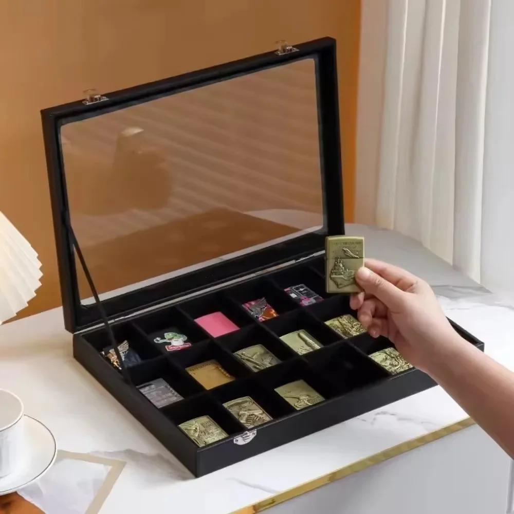 Lighter Storage Box Lighter Display Holder Windproof Igniter Display Stand Transparent with Lid Dustproof Large Capacity Case