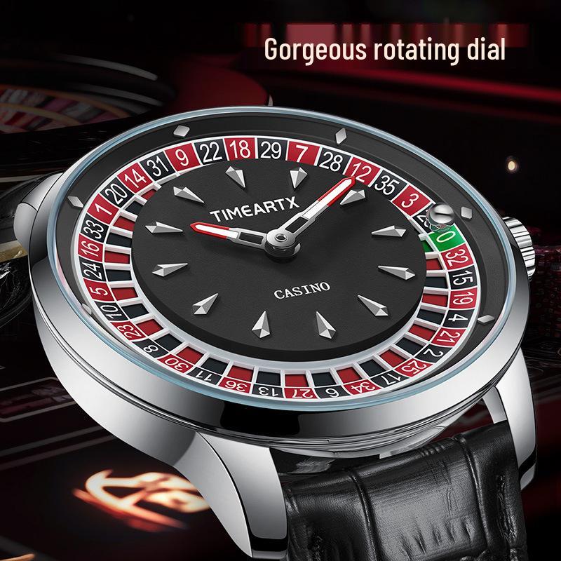 TIMEARTX Herren Armbanduhr mit leuchtendem Quarzwerk und Lederarmband - Wasserdicht & Trendig