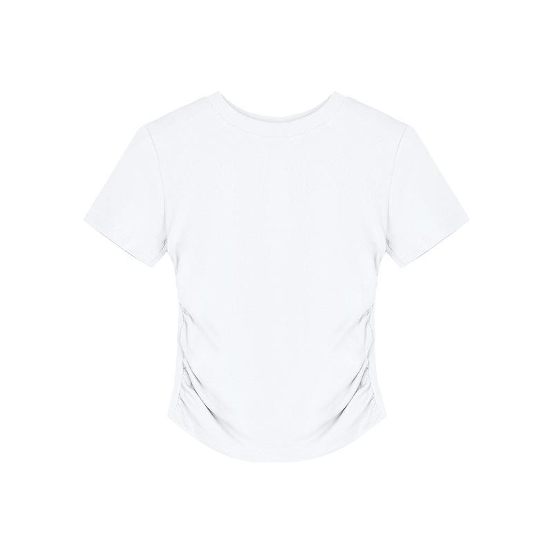 

Дизайнерский укороченный топ с рюшами и открытыми плечами желтого цвета - Женский эластичный облегающий летний топ Large белый