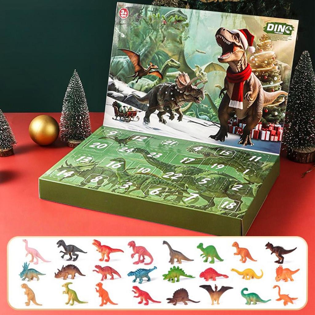 Dinosaur Advent Calendar - 24 Days Christmas Countdown Calendar Toy for Kids, Fun Holiday Party Decor & Supplies for Home