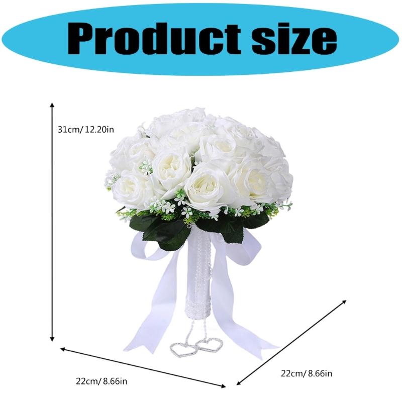 Silk Flower Bridal Bouquet Artificial Flower Arrangement Easy Grip For Wedding Ceremony Anniversary Indoor Outdoor Use