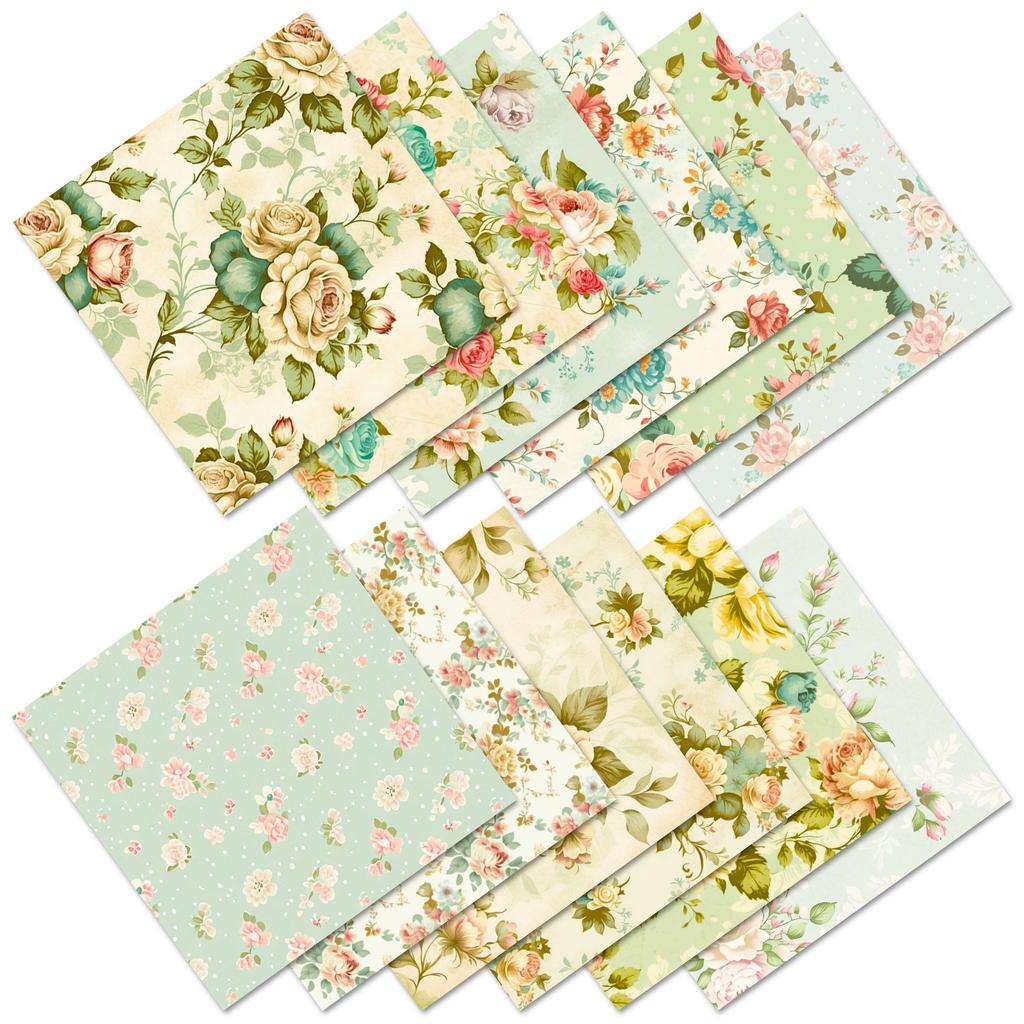 12 Bags, Photo Album Decoration, Cut Paper, Beautiful Small Flower Valentine'S Day Hand Account Material, Background Paper 6 Inch Card Paper