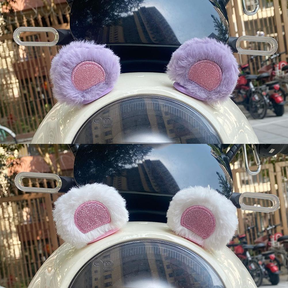 2Pcs Car Motorcycle Helmet Decoration Electric Bike Soft Plush Little Bear's Ears For Motocross Full Face Off Road Helmet Sticker