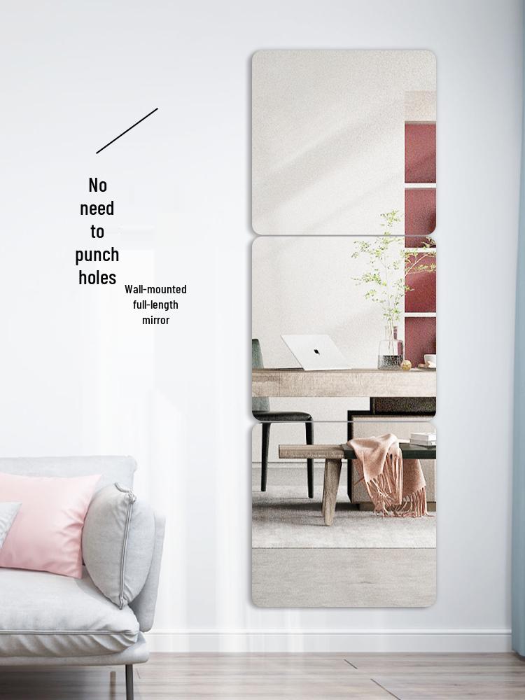 Round Soft Acrylic Wall Sticker Mirror - Self-Adhesive Full Body HD Mirror for Dressing Room