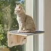 2-in-1 Cat Window Perch & Wall Shelves Sturdy Solid Wood Frame Space-Saving Indoor Cat Hammock Bed for Kittens Inside
