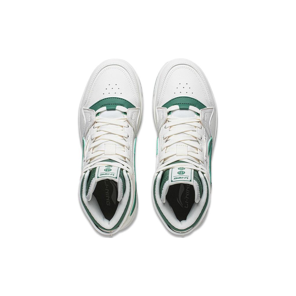 New LiNing Yamahara 2.0 Anti Slip Wear Resistant High Top Skateboard Shoes Women's White Green AGCT346-3