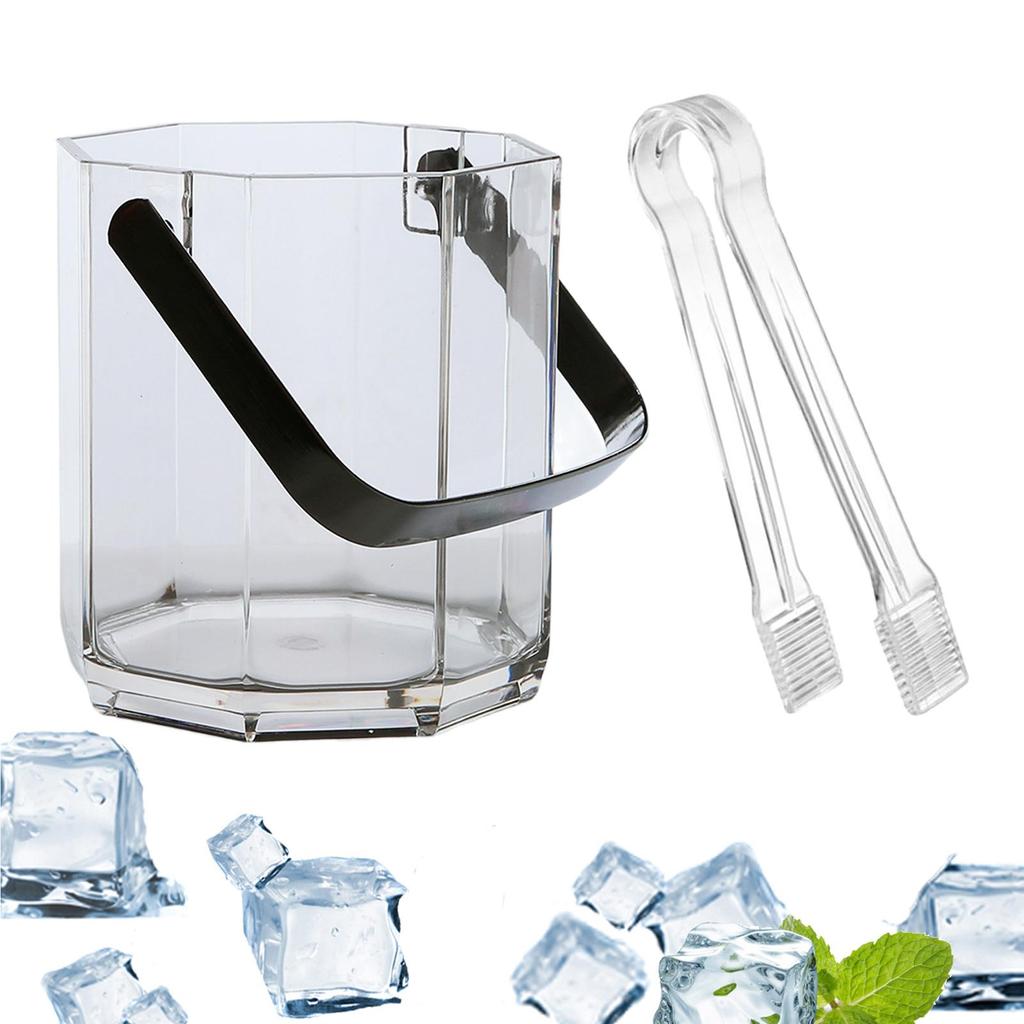 Small Ice Bucket, Champagne Bucket with Handle, Clear Wine Chiller for Home Bar Party Cafe