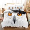 3D Digital Printing Bedding Four-Piece Set Three-Piece Set Owl Black Bed Sheet Quilt Pillow