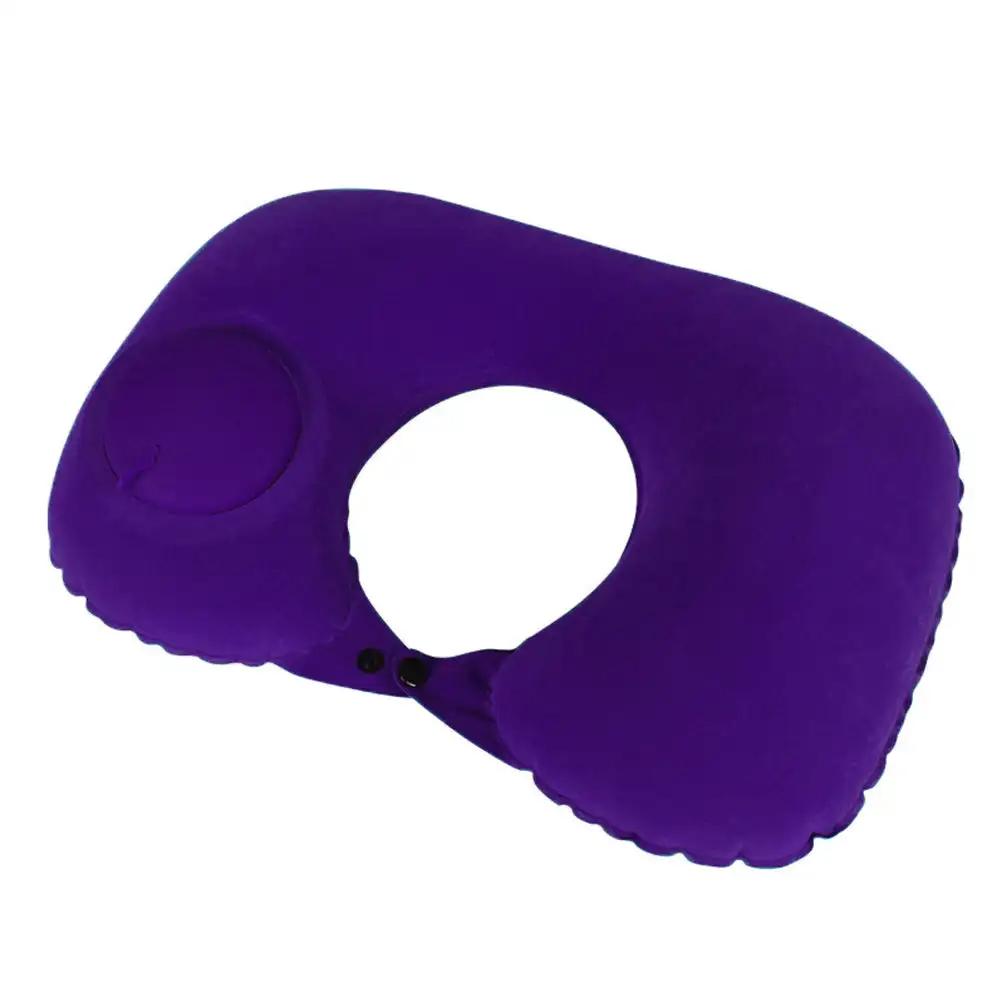U-förmiges Nackenkissen, automatisch aufblasbares Kissen, Kompressenringkissen für Flugzeug, Auto, Outdoor-Reisen, Beflockung, Milchfaser
