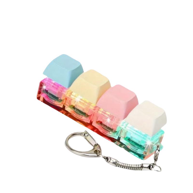 Luminous Macaron Color Keychain: Stress-Relief Button Toy Pendant