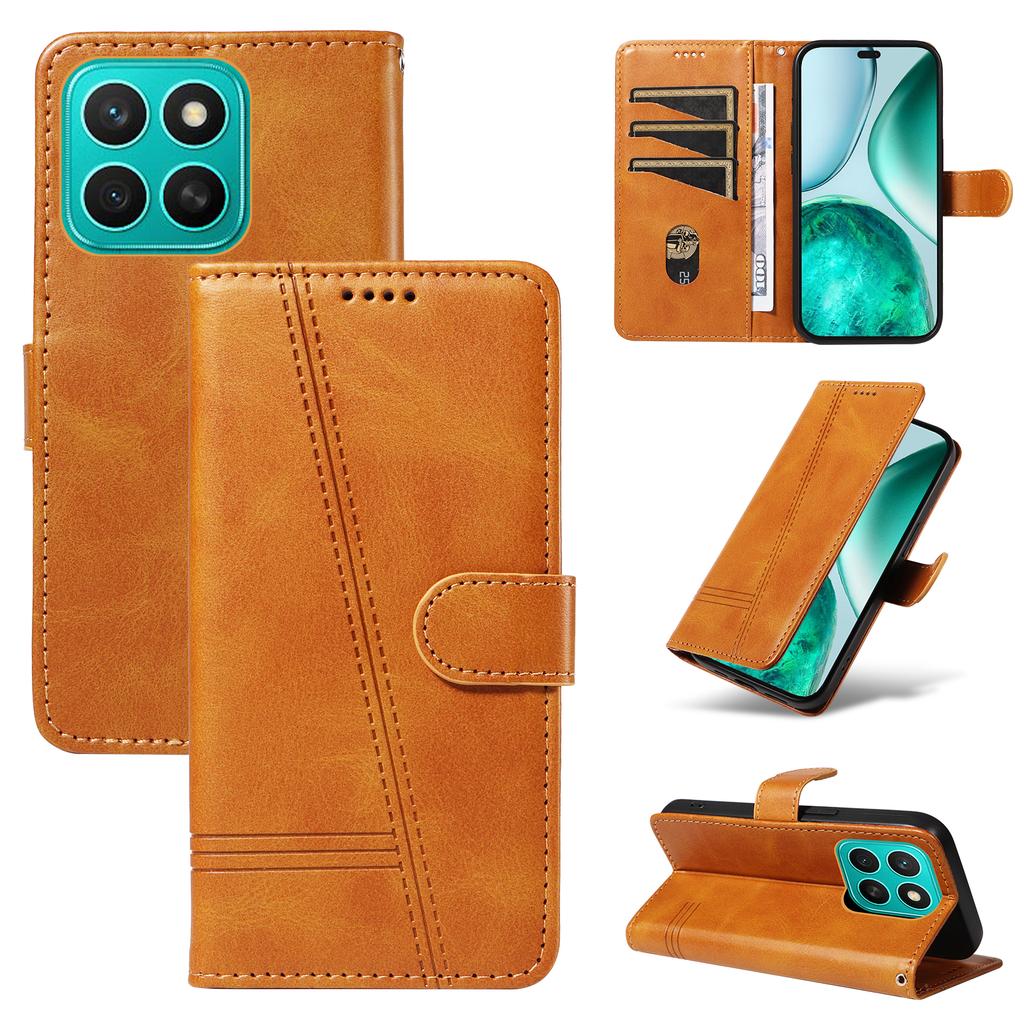 For Honor X8c 4G Wallet Case T-Shape Lines Leather Phone Cover Stand