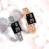 Women Watch Square Dial Digital Display Touch Operation Single Folding Buckle Precise Time Decoration Exquisite Craftsmanship LED Digital Lady Watch