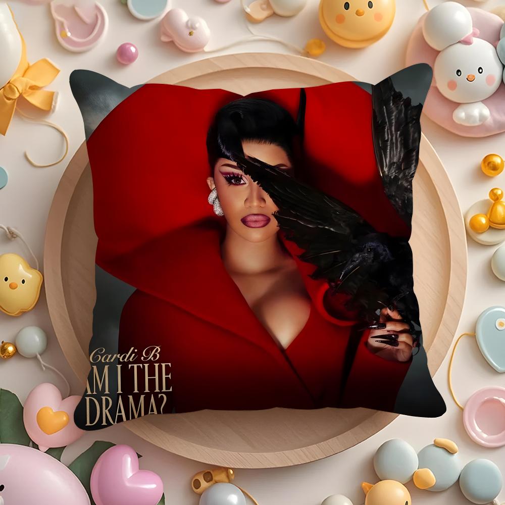 C-Cardi B-B Singer Cushion Cover Home & Car Multi-Scene Pillow Cover - Reversible, Soft & Durable for Daily Use